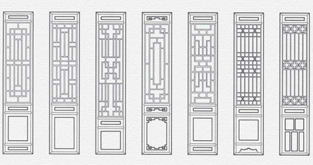 上虞常用中式仿古花窗图案隔断设计图